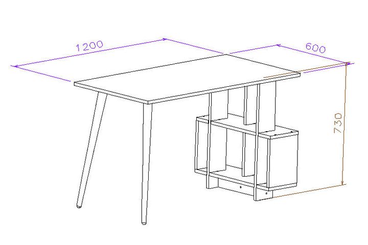 Lagomood Side Bureau, Antraciet en Eik