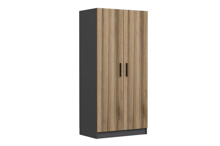 Medway Tideway Kledingkast met 2 Deuren, 210 cm, Antraciet en Walnoot