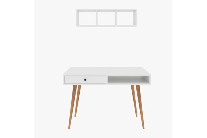 Bi̇Mossa Janus Bureau Met Planken En Laden, Wit, V5110