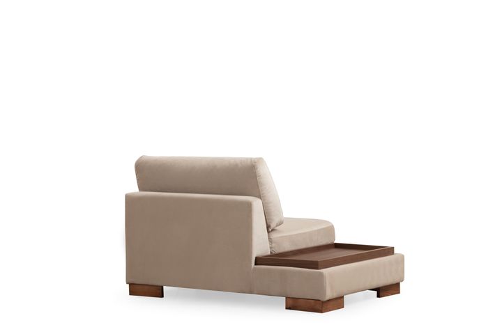 Tulip Modulaire Hoek, enkele Module met Linker Tafel, Ecru