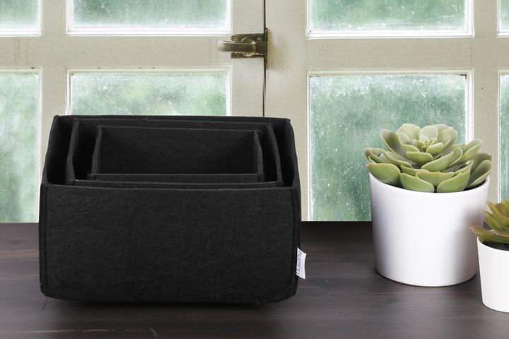 Homing 3 Piece Felt Basket Set, Small, Black