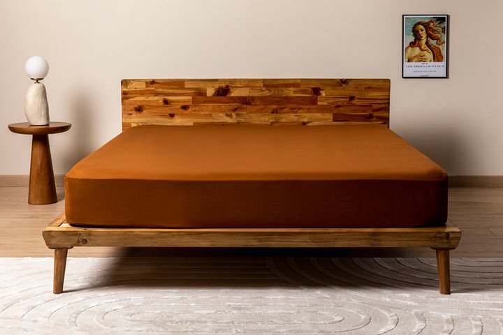Ranforce Fitted Sheet, King Size, Terracotta