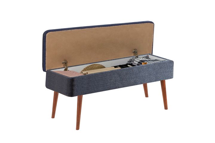 Vina Stoffen Bank Met Opberg Ruimte, Walnoot Marineblauw 1048