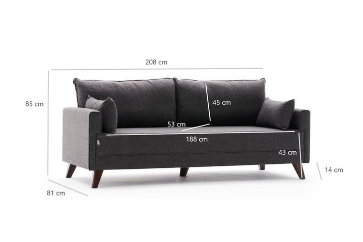 Bella Soft Slaapbank, Antraciet