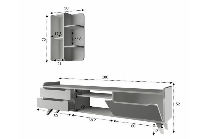 Peak TV Unit, 180 cm, Walnut