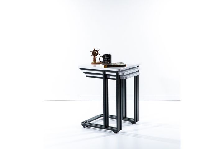 Mono C Bijzettafel, 3 Dlg, Antraciet, Wit