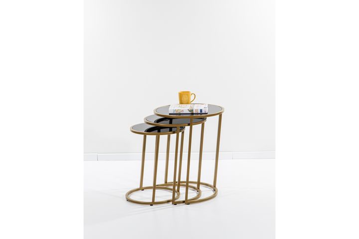 Circles Glazen Zettafels, Zwart en Mat Goud