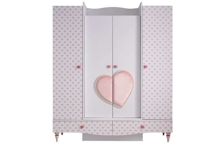 Love 4 Door Children's Wardrobe, White & Pink