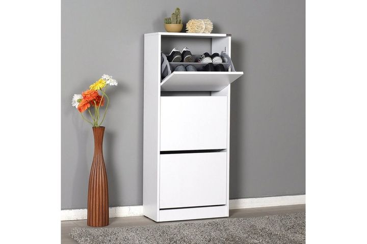 Adore Flat Duo 3-Tier Shoe Storage Cabinet, White