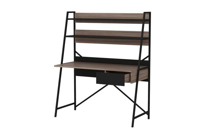 Arte Bureau met Metalen Poten, Walnoot en Zwart