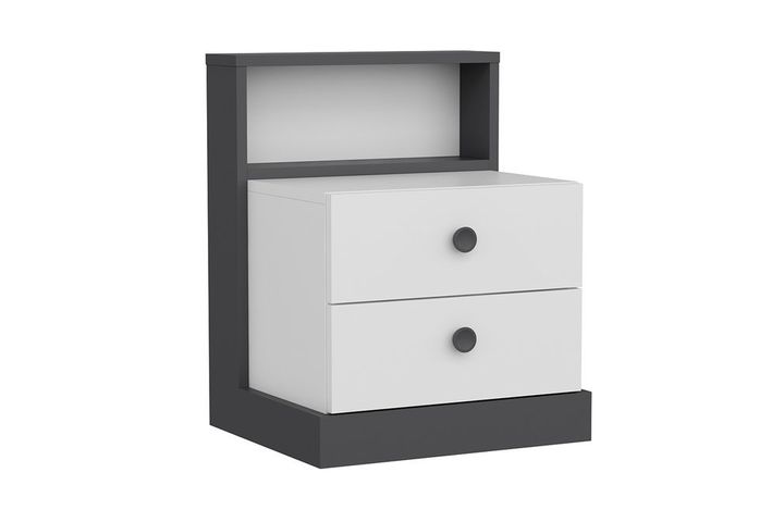 Life Bedside Table, White & Grey