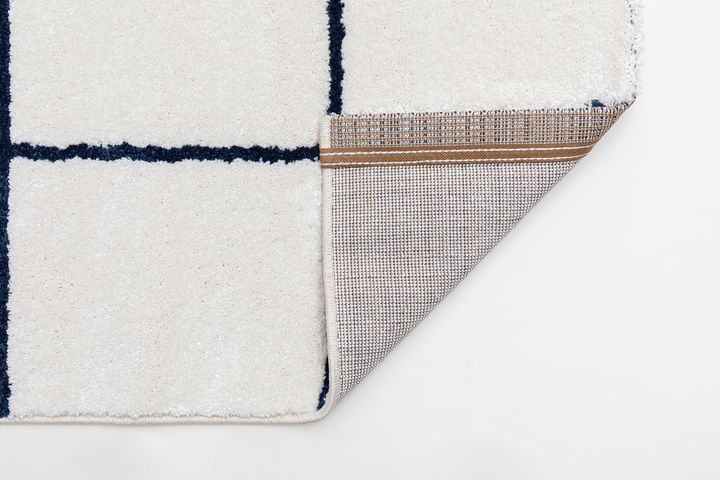 Emma Machinetapijt, 200x290 cm, Wit en Donkerblauw