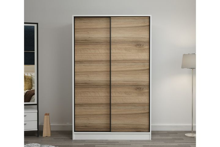 Medway Tideway Kledingkast met Schuifdeuren, 210 cm, Walnoot en Wit