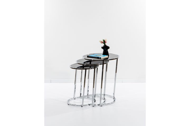 Circles Glazen Zettafels, Zwart en Chroom
