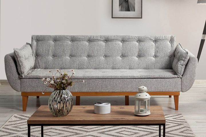 Moby Three Seater Sofa Bed, Fabric in Grey