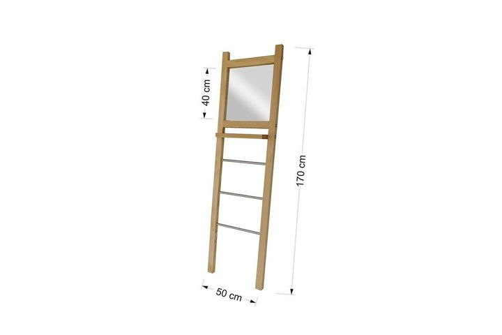 Mirror Ladder Rack, 50 x 170 cm, Light Wood