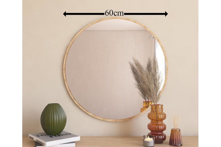 Mone Decoratieve Ronde Spiegel, Natuurlijke Kleur