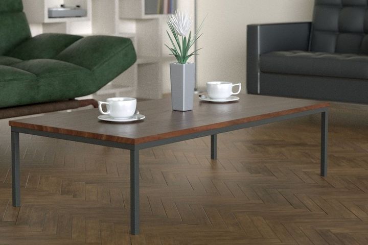 Shiny Coffee Table, Walnut & Silver