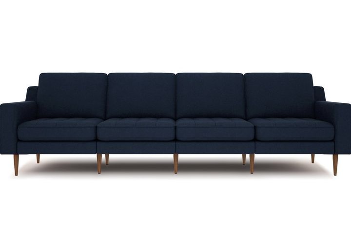 Normod 4-Sitzer Sofa mit Holzbeinen aus Nussbaum, Dunkelblau