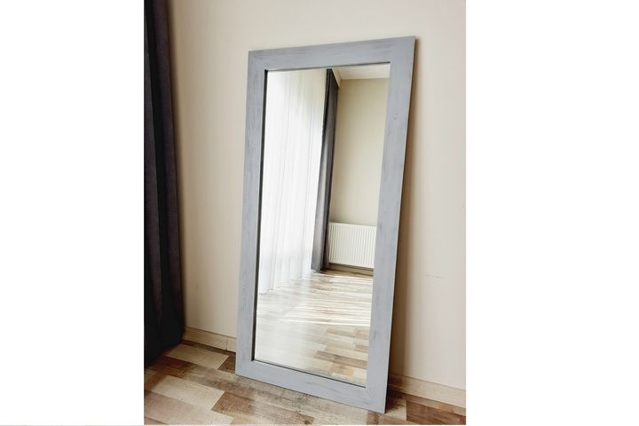 Wood Rechthoekige Staande Spiegel, 120x50 cm, Grijs