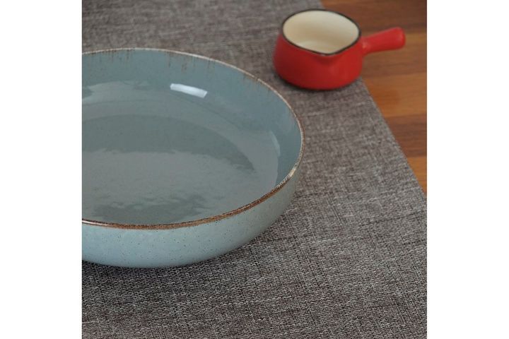 Massarelli effen linnen loper, lichtgrijs