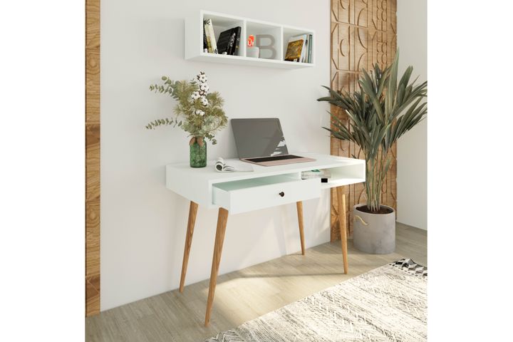 Bi̇Mossa Janus Bureau Met Planken En Laden, Wit, V5110