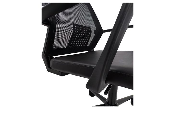 Sancak Office Mesh Lederen Bekleding Bureaustoel Met Metalen Poten, Zwart