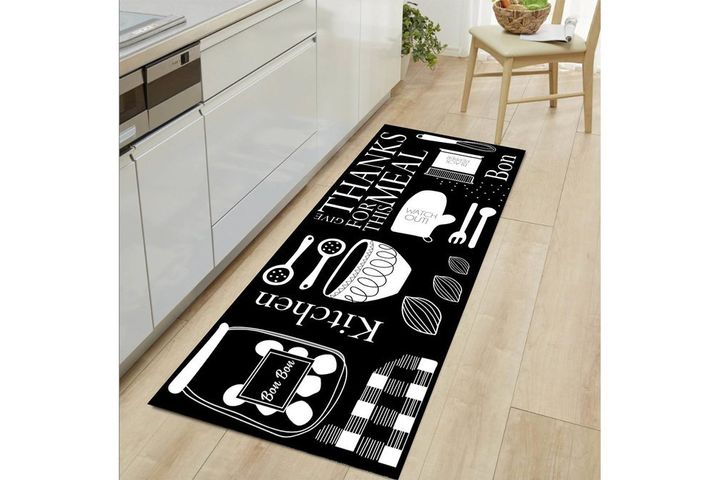 Hollie Kitchen Pattern Rug, 80 x 200 cm, Black & White