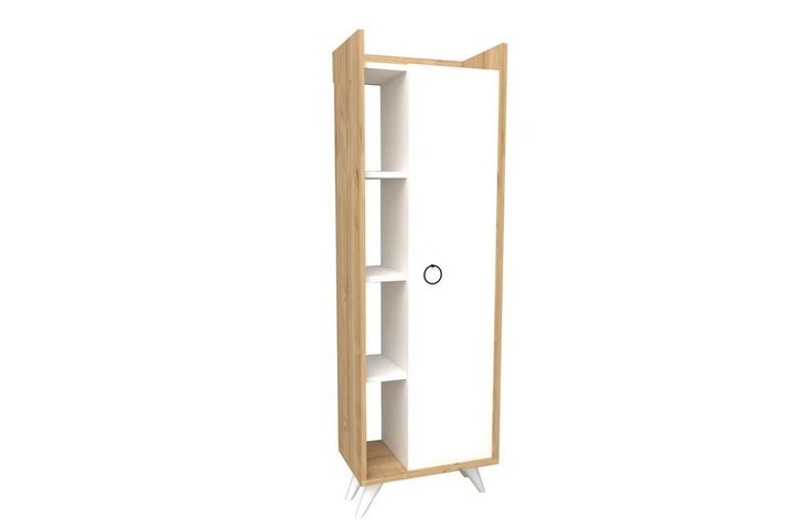 Nube Tall Cabinet, White & Wood