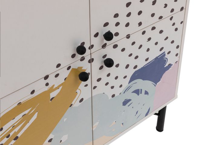 Dot Hallway Storage Cabinet, White & Multi