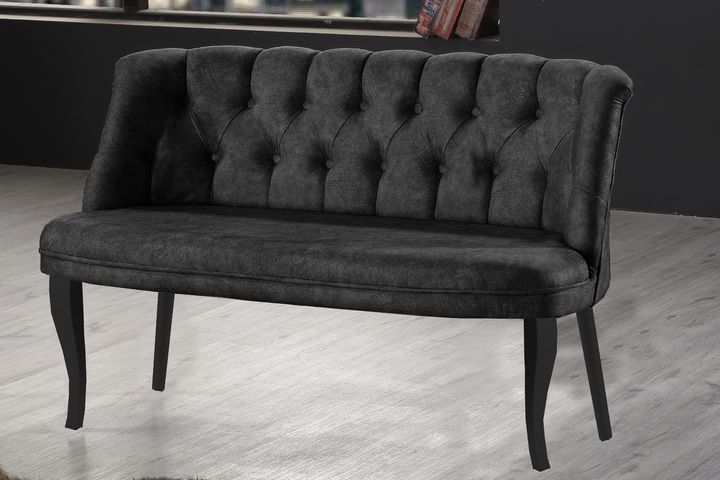 Armens 2-Sitzer Sofa mit Schwarzen Beinen, Rauchgrau