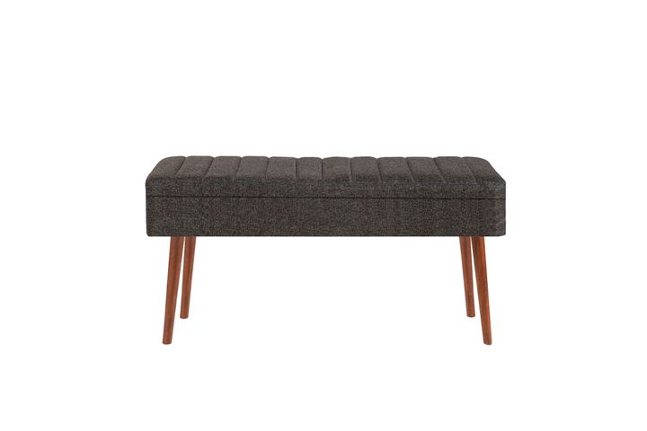 Vina Opbergbank Gestoffeerd, Walnoot & Antraciet