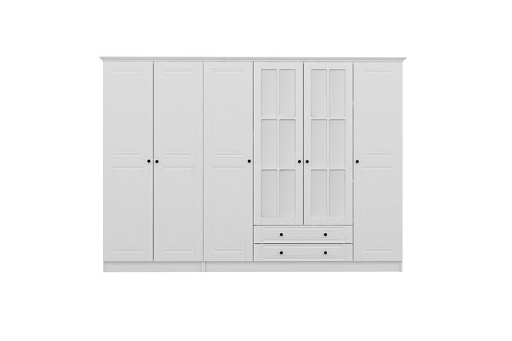 Tideway Crown Kledingkast met 6 Deuren en 2 Lades, 190 cm, Wit
