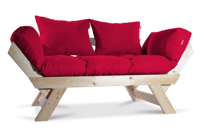 Wood 2-Sitzer Sofa, Rot & Weiß