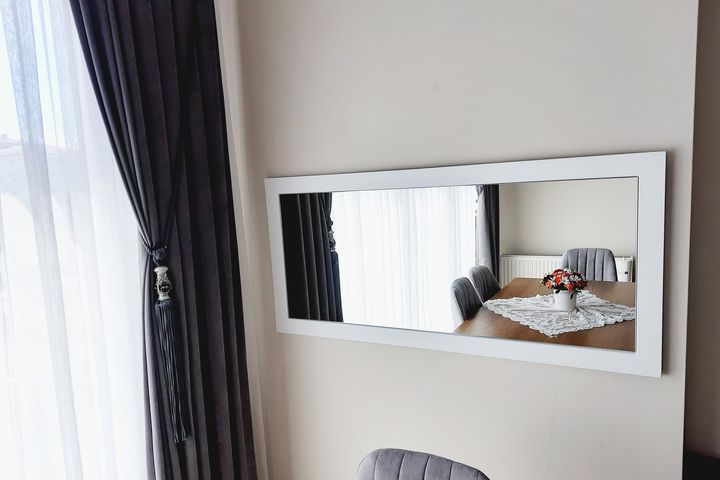 Wood Rechthoekige Staande Spiegel, 140x60 cm, Wit