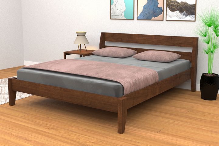 Arren Double Bed, 140 x 200 cm, Walnut