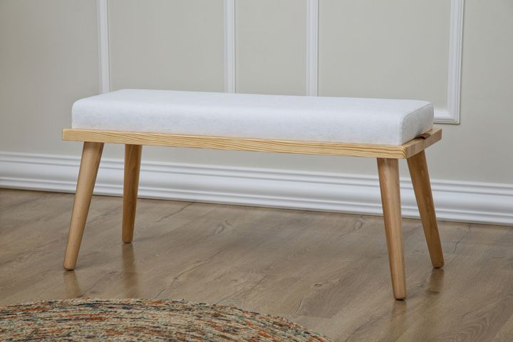 JOYCE AHŞAP BENCH PUF, BEYAZ
