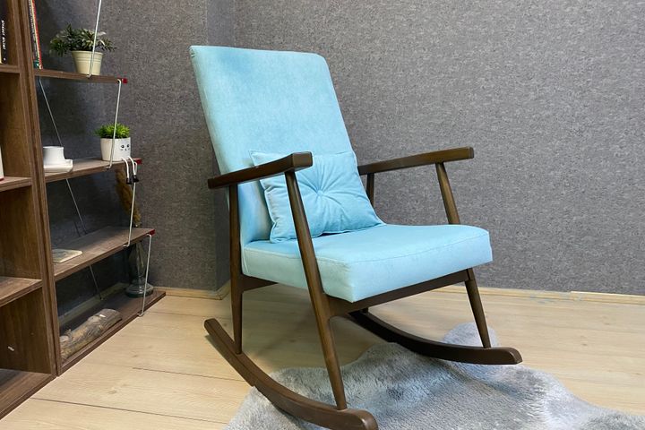 Asedia Trend Schommelstoel, Blauw & Walnoot