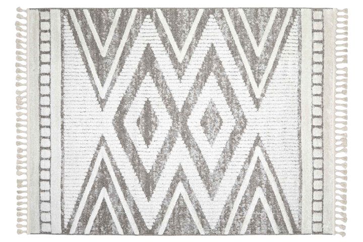Potamia Swan Shaggy Teppich, 80x150 cm, Weiß & Beige