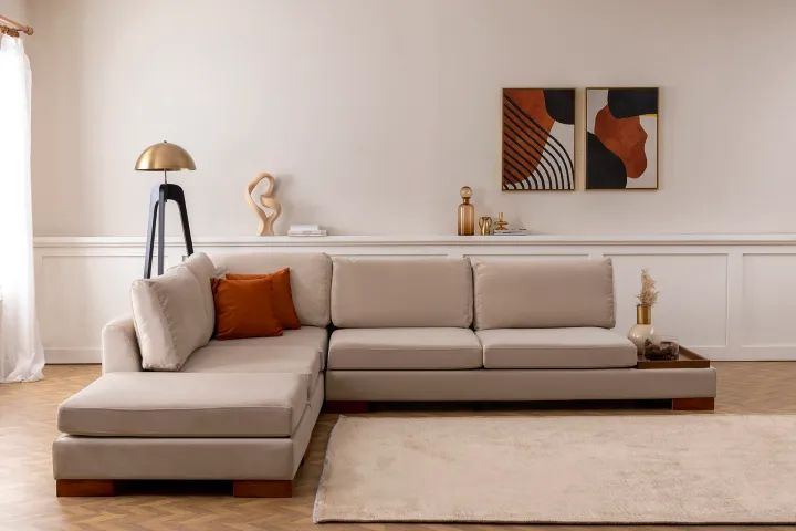 Tulip Hoekbank Links, Ecru (Zonder pouf)