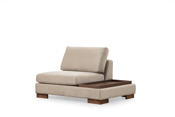 Tulip Modulaire Hoek, enkele Module met Rechtertafel, Ecru