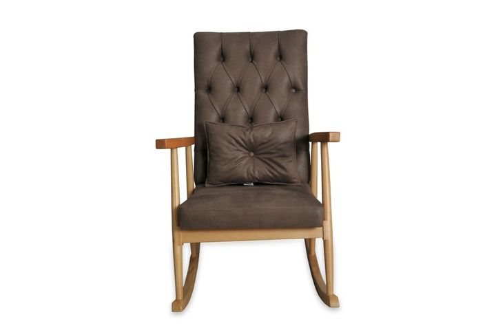 Asedia Trend Schommelstoel Gestoffeerd, Bruin & Natuurlijke Kleur