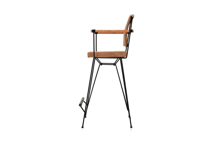 Poyraz Barstoel Met Arm, Bruin