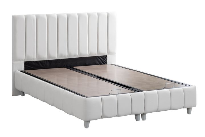 Narva Box, Hoofdbord En Real Matras Met Pad, Wit, 150X200