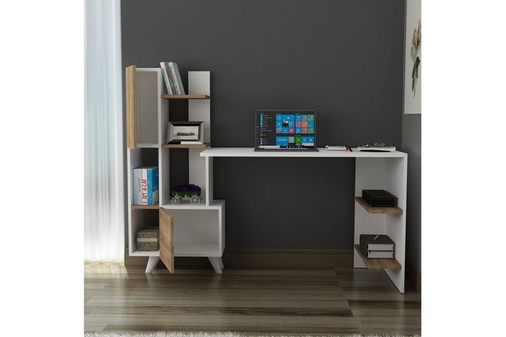 Alice Study Desk, Walnut & White