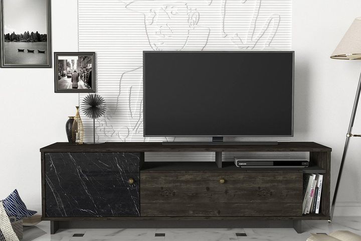 Artem TV Unit, 140 cm, Walnut & Black