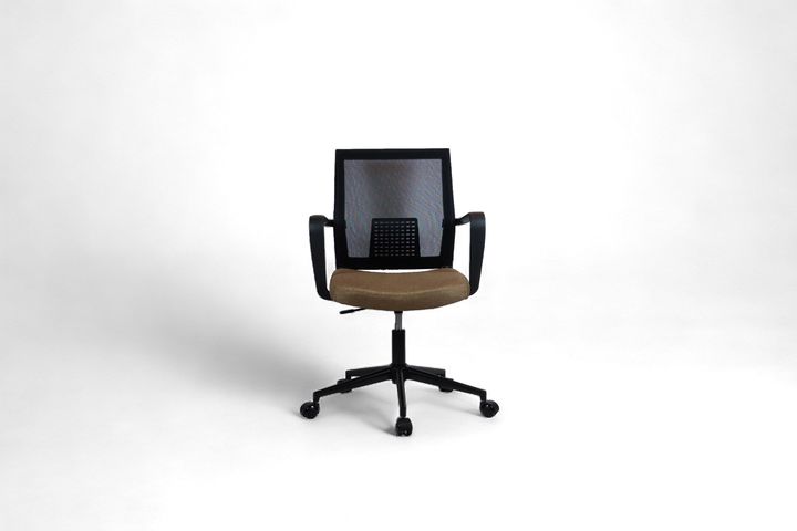 Mesh Bureaustoel, Met Metalen Poten, Koffie