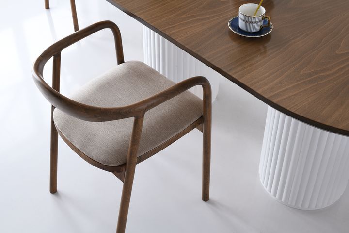 Palmira Houten Stoel, Beige & Walnoot