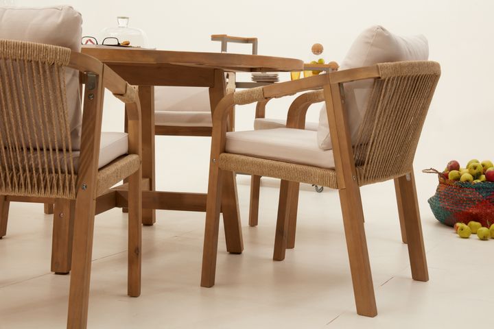 Monte Carlo Round Tuinset, 6 Zits, Creme