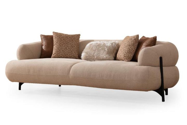 Ares 3-Zitsbank, Creme (Kleurkeuze Stof In Showroom)